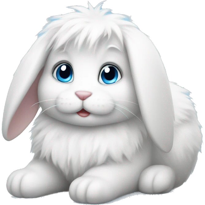 Fluffy bunny with blue eyes relaxing emoji