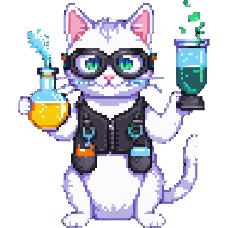 cat scientist with goggles and beaker emoji