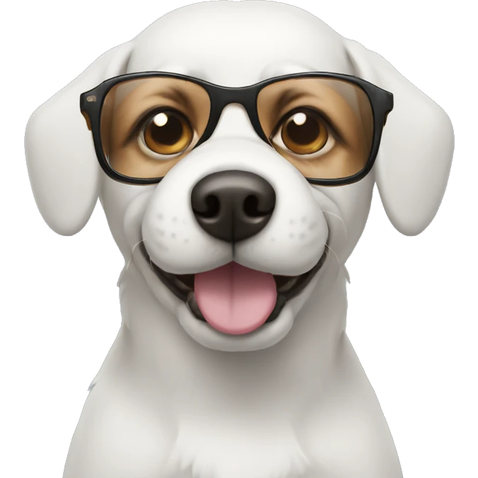 Dog wearing a glasees emoji