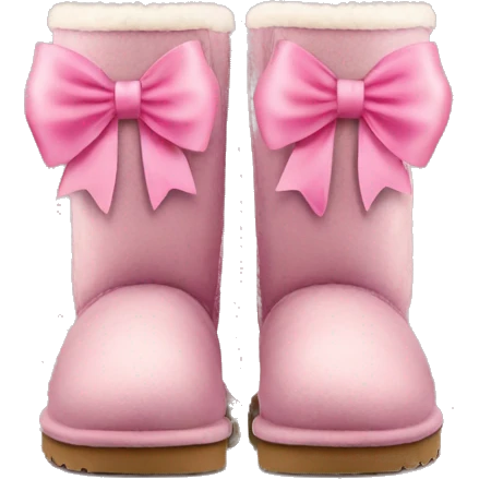 ugg boots with pink bows on the back of them emoji