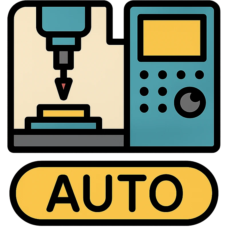 professional PowerPoint style SVG icon for Siemens Sinumerik CNC machine representing Machine Operation & Modes Auto Mode AUTO, modern clean look, detailed yet simple, clear visual cues for automation and machine operation, suitable for business presentations emoji