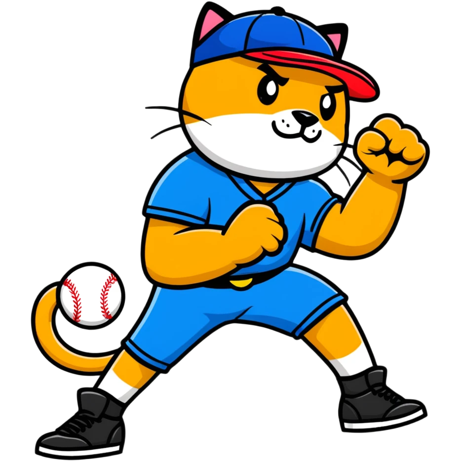 Razor Ramon from Sega WWF Mania video game in his signature pose defeating a cat in a baseball cap emoji