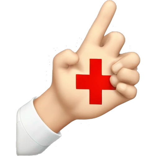 A hand with a finger pointing to the screen with a red cross on it  emoji