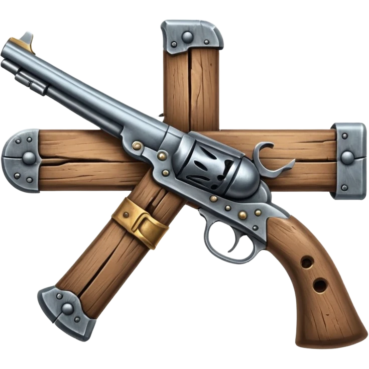 x marks the spot with flintlock pistols emoji