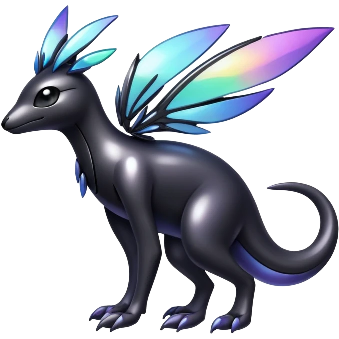 Modern futuristic Iridescent black dark fakemon-creature emoji