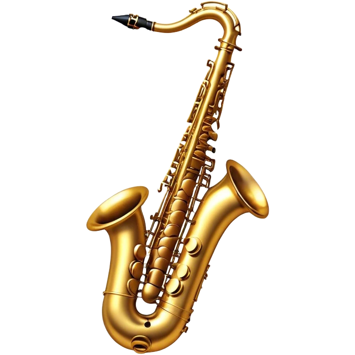 Cinematic Realistic Saxophone, smooth, curving golden brass body, intricate keywork reflecting soft warm light, rich patina adding character, glowing with a jazzy and atmospheric presence. emoji