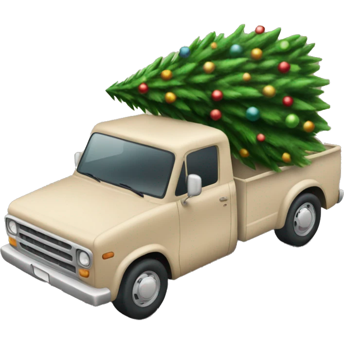 Beige truck with Christmas tree  emoji