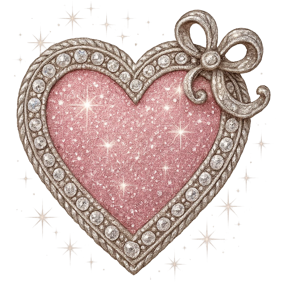 girly sparkling brooch, heart-shaped emoji