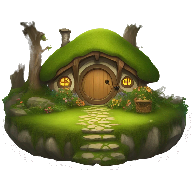 a hobbit house in a magical forest emoji