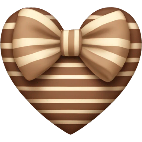 brown pastel heart with a beige striped bow emoji