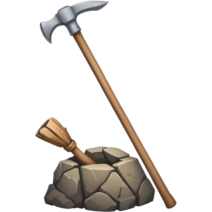 stone hoe, ancient, stick emoji