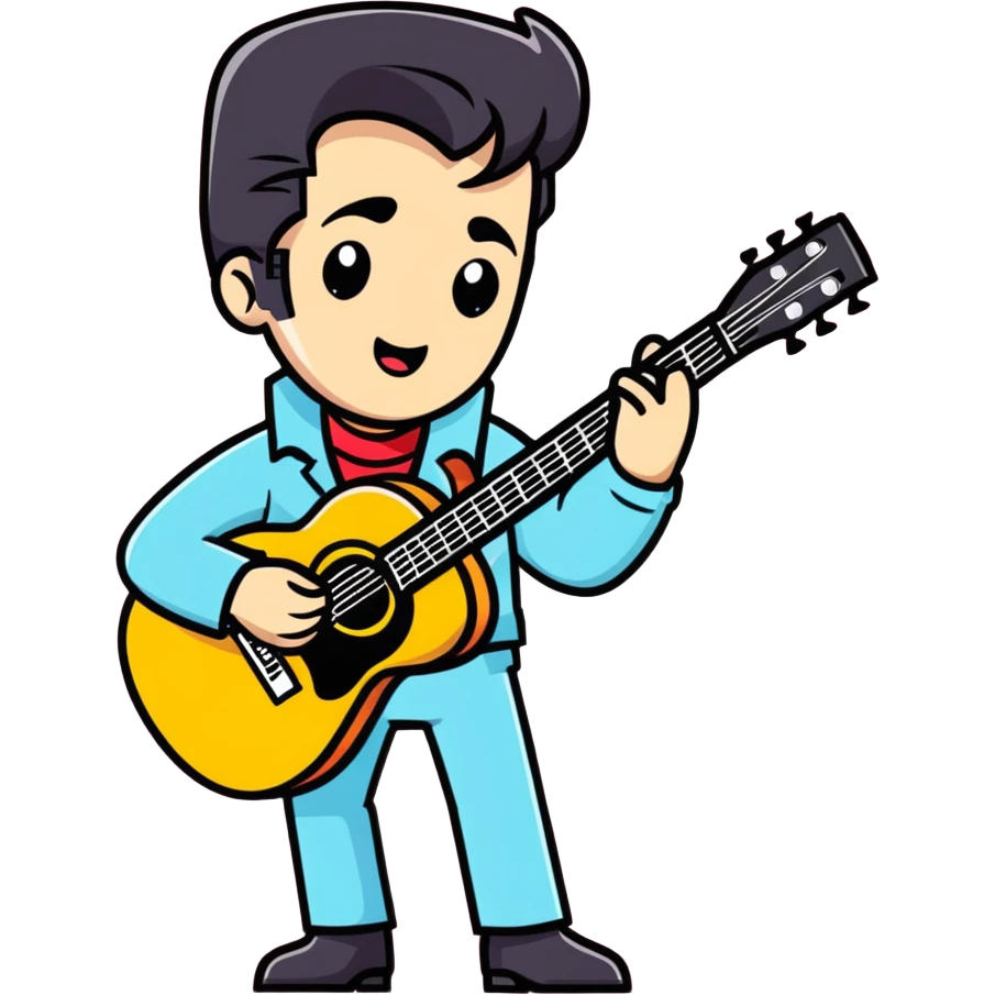 Elvis Presley with guitar emoji