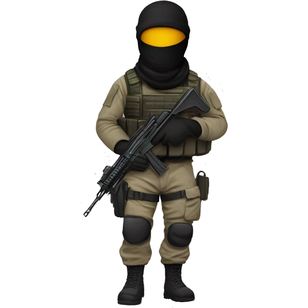 UK special forces operator in a balaclava holding a machine gun walking into an office emoji