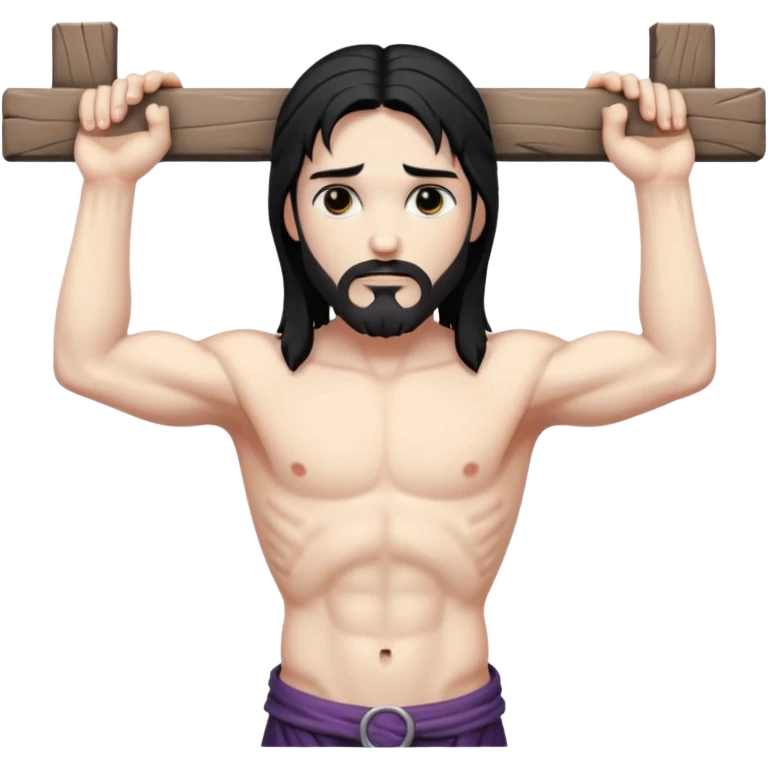 jesus-body-on-the-cross, with black edgy hair emoji