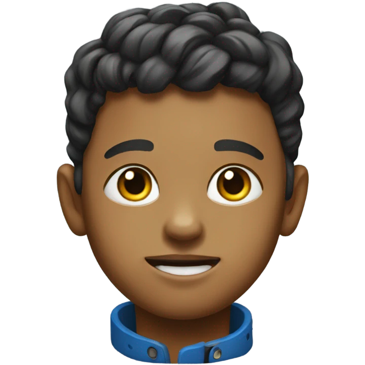 realistic portrait of a boy with a dog collar on emoji