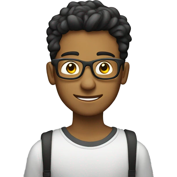 joven de 20 años programador con lentes emoji