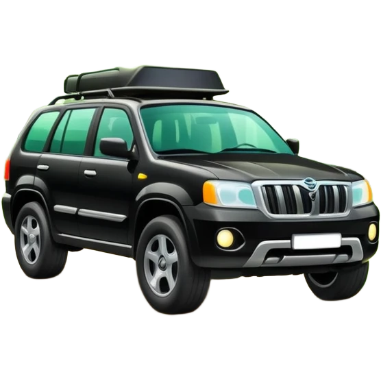 SUV car driving through a forest with trees emoji