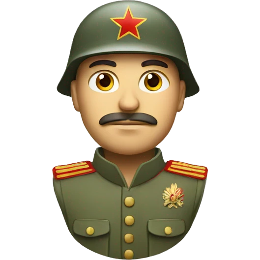 ussr soldier serious with military helmet emoji