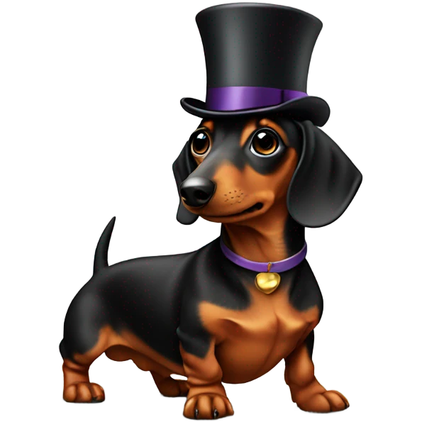 Dachshund with top hat emoji