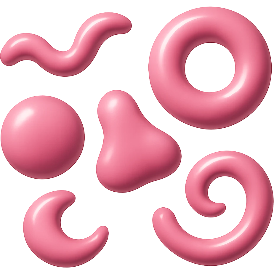 refined pink theme, abstract shapes, glossy highlights emoji