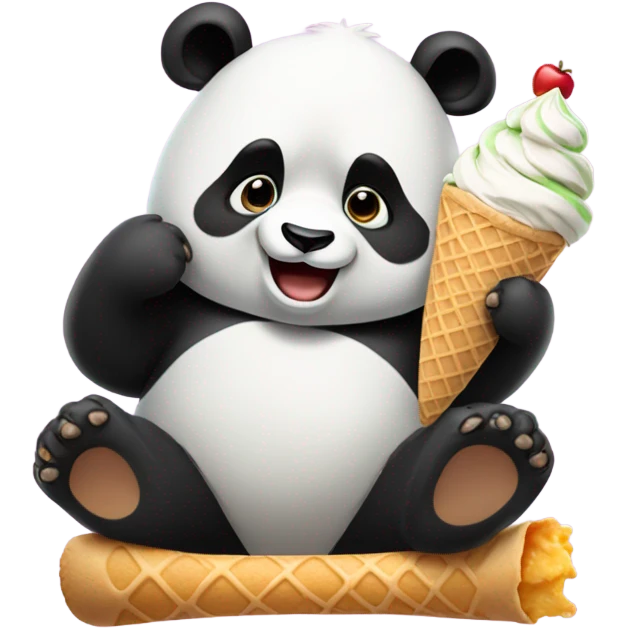 Panda eating ice cream emoji