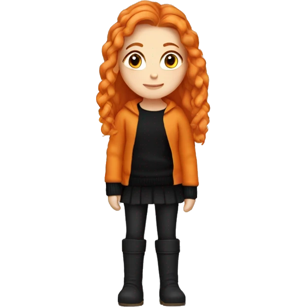 White girl orange hair blue eyes wearing sweater ugh boots and black leggings  emoji