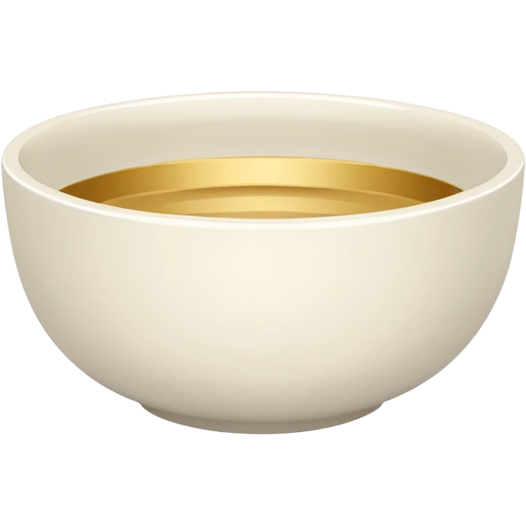 white bowl with flat gold color inside, no liquid, no gloss, minimal, simple, clear emoji