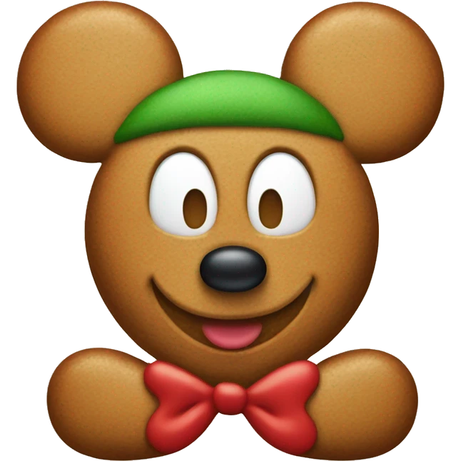 christmas gingerbread man wearing mickey mouse ears emoji