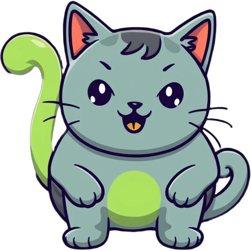 cat as Shrek with green ogre ears and playful expression emoji