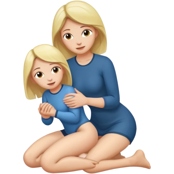 Mulher ajoelhada,segurando o pinto de um homem em pé emoji