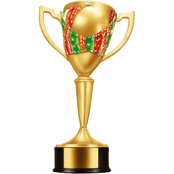 Golden emmy wearing a Christmas sweater emoji