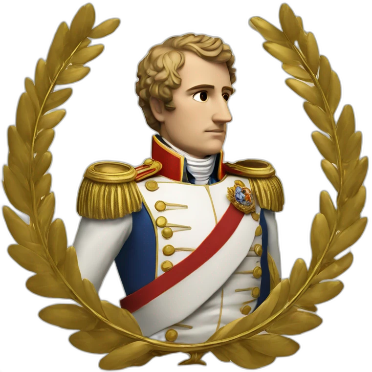 Laurel wreath on short hair serious napoleon bonaparte golden statue emoji