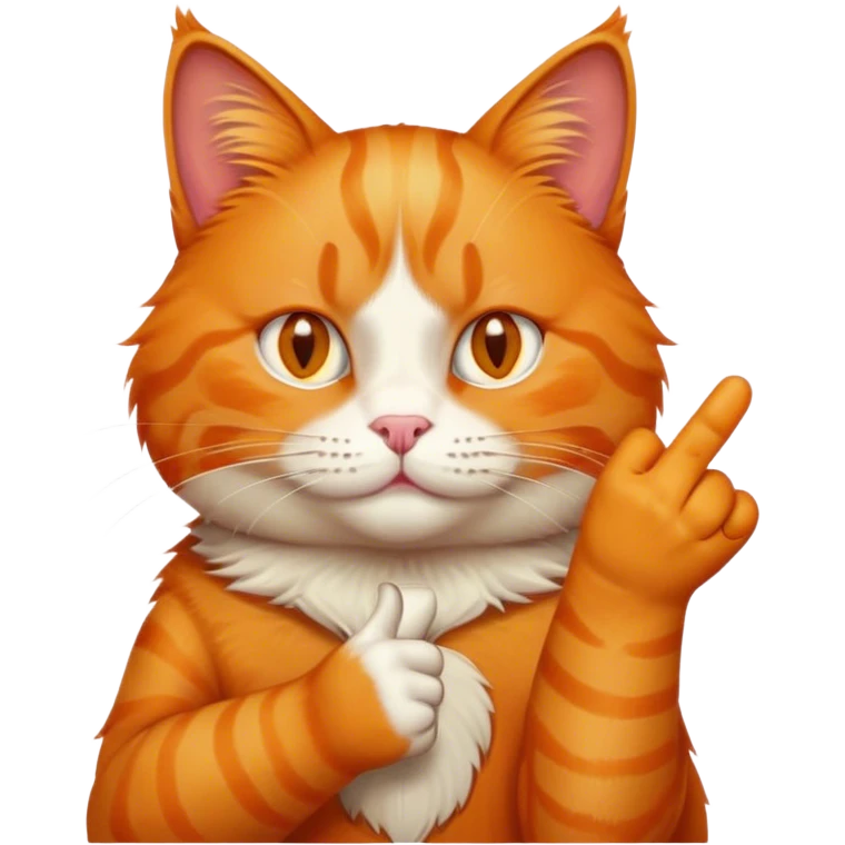 Orange cat with middle finger emoji