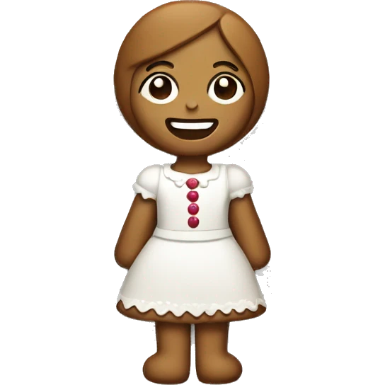 gingerbread girl with white button dress emoji