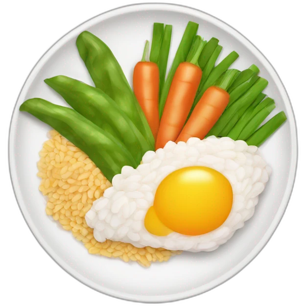 Assiette de riz poulet legumes emoji