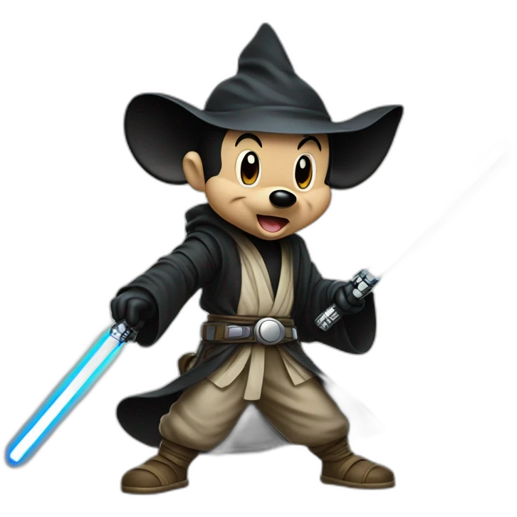 Mickey Mouse as a Jedi with lightsaber emoji