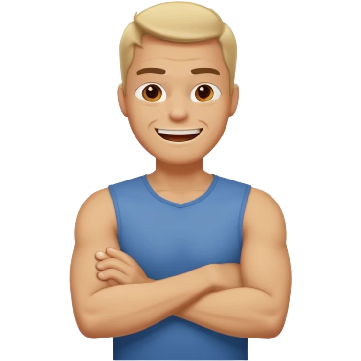 Arms crossed around neck angry laughing guy  emoji