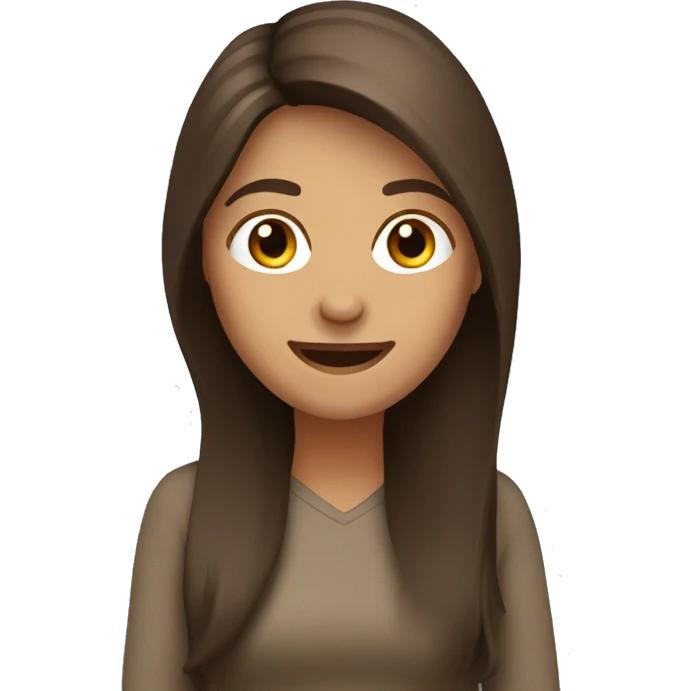women, brown long hair, she is happy, she is on computer emoji