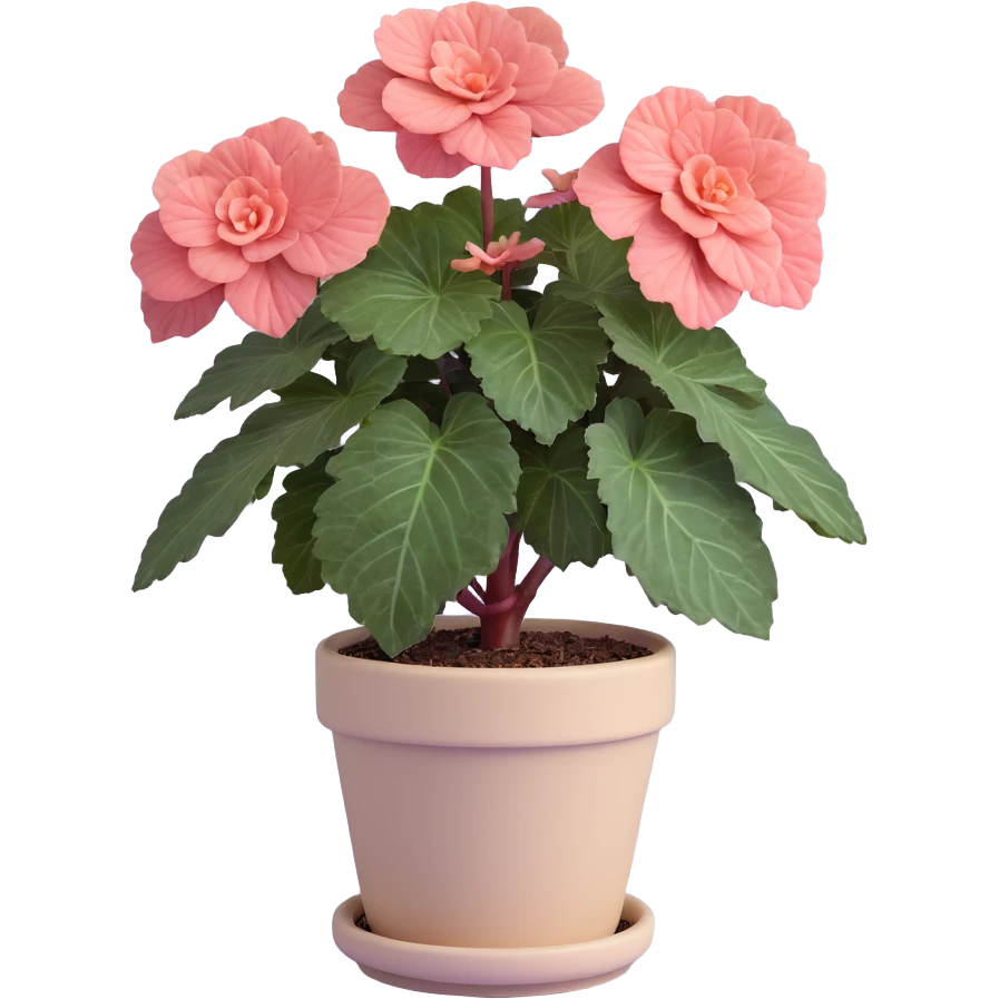 Begonia Rex foliage plant with only greenish-purple spiral patterned leaves in a beige pot, no flowers emoji