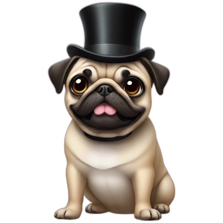 pug wearing a top hat emoji