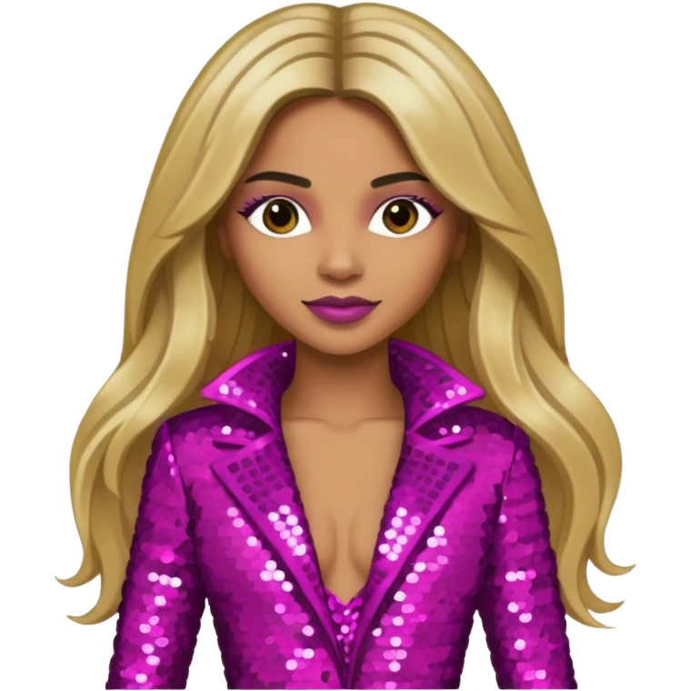 Ciara with long dark blonde hair magenta sequin outfit emoji