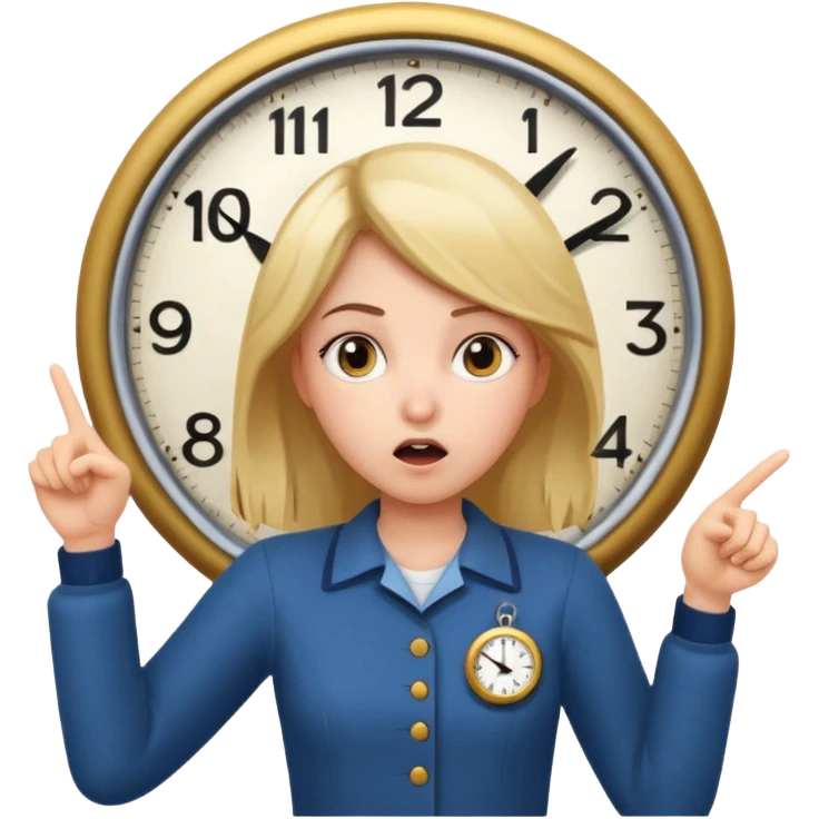  girl pointing at a clock emoji