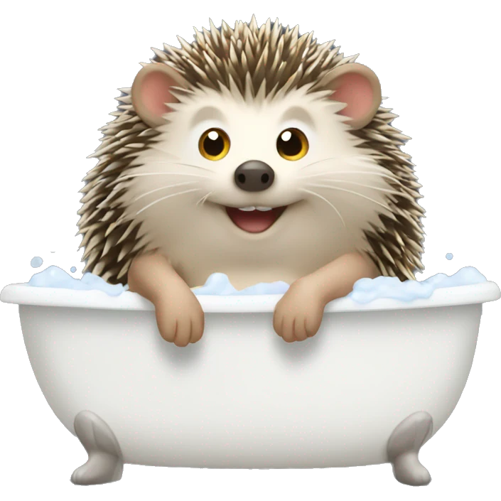 Hedgehog with bath emoji