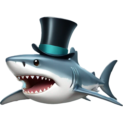 Shark with a top hat emoji