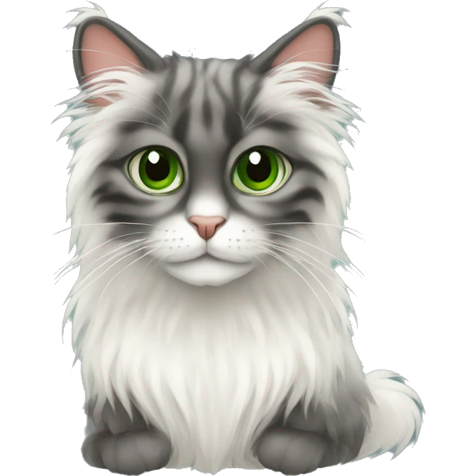 Gato angora tigreado negro con café ojos verdes  emoji