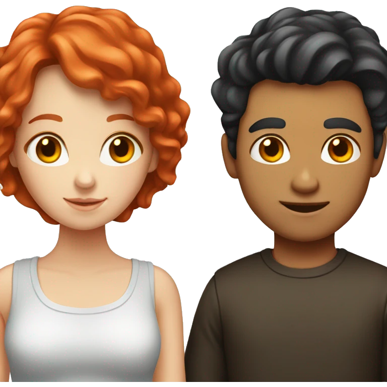 Red head girl and guy with dark hair couple emoji