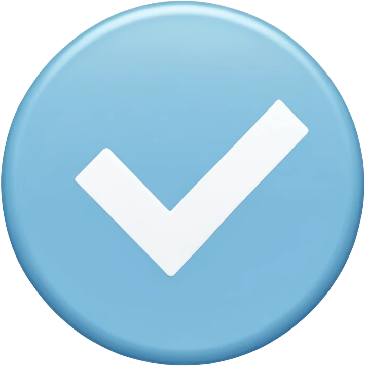 light blue circle  with white check mark in the middle  emoji