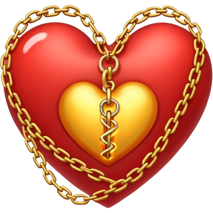 Heart wrapped in glowing chains, pulling apart emoji