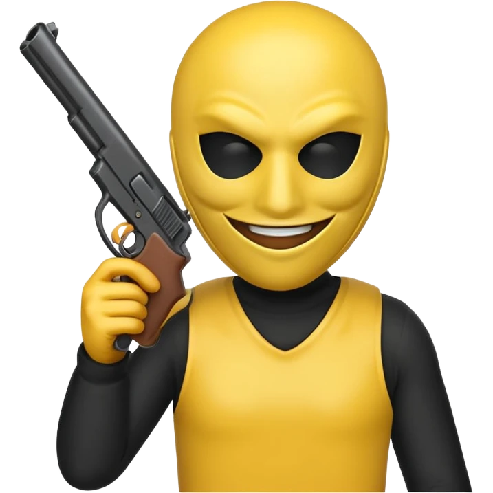 Emoji holding gun with mask emoji