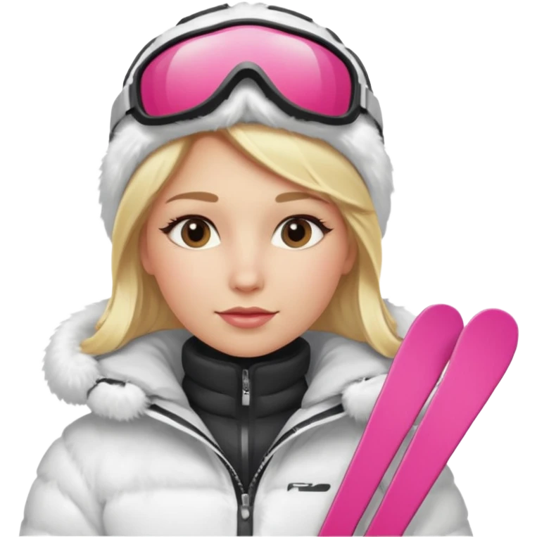 female skier wearing a white fur coat emoji